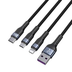 Joyroom 3in1 USB cable - USB Type C / micro USB / Lightning 66W 6A 1.2m black (S-1260G5) cena un informācija | Savienotājkabeļi | 220.lv