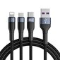 Joyroom 3in1 USB cable - USB Type C / micro USB / Lightning 66W 6A 1.2m black (S-1260G5) cena un informācija | Savienotājkabeļi | 220.lv