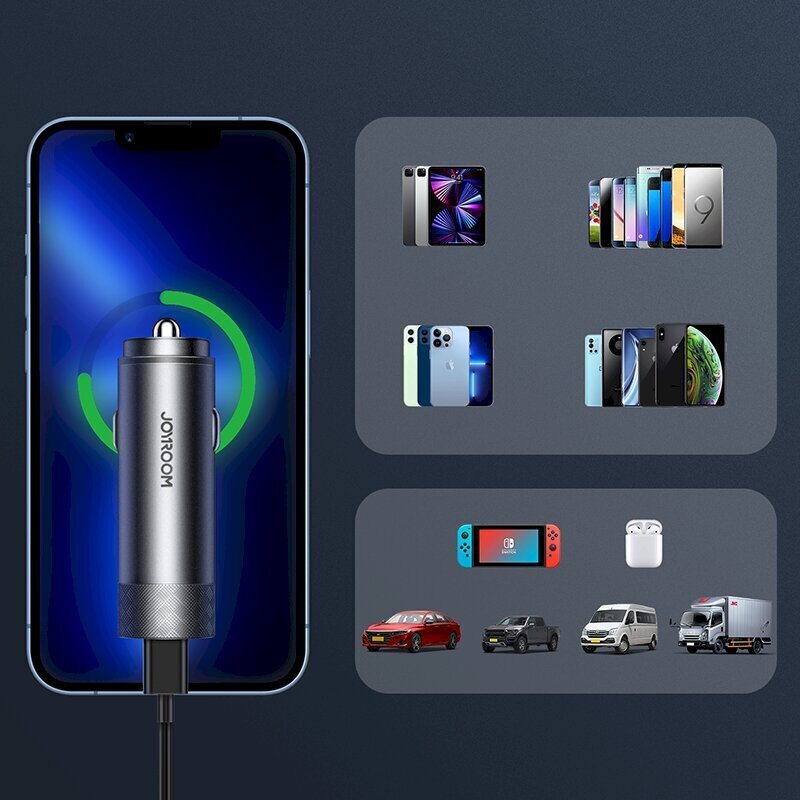 Joyroom car charger 2 x USB 50W with PD, QC, PPS gray (JR-CL13) цена и информация | Lādētāji un adapteri | 220.lv