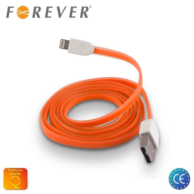 Forever Plakans Silikona USB Datu un uzlādes Kabelis uz Lightning iPhone 5 5S 6 Oranžs (MD818 Analogs) цена и информация | Savienotājkabeļi | 220.lv