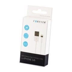 Forever USB Datu un uzlādes Kabelis uz Lightning iPhone 5 5S 6 Balts 1m (MD818 Analogs) (EU Blister) cena un informācija | Forever Video un audio tehnika | 220.lv