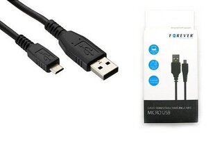 Универсальный микро USB кабель данных и заряда Forever, 1м черный (EU Blister) цена и информация | Кабели для телефонов | 220.lv