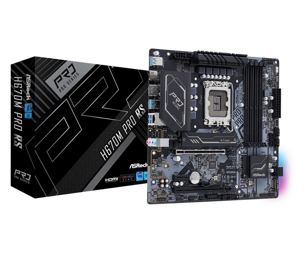 ASRock H670M Pro RS - mātesplate - micro ATX - LGA1700 Socket - H670 cena un informācija | Mātesplates | 220.lv