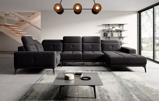 Stūra dīvāns NORE Neviro Velvetmat 10, melns cena un informācija | Stūra dīvāni | 220.lv