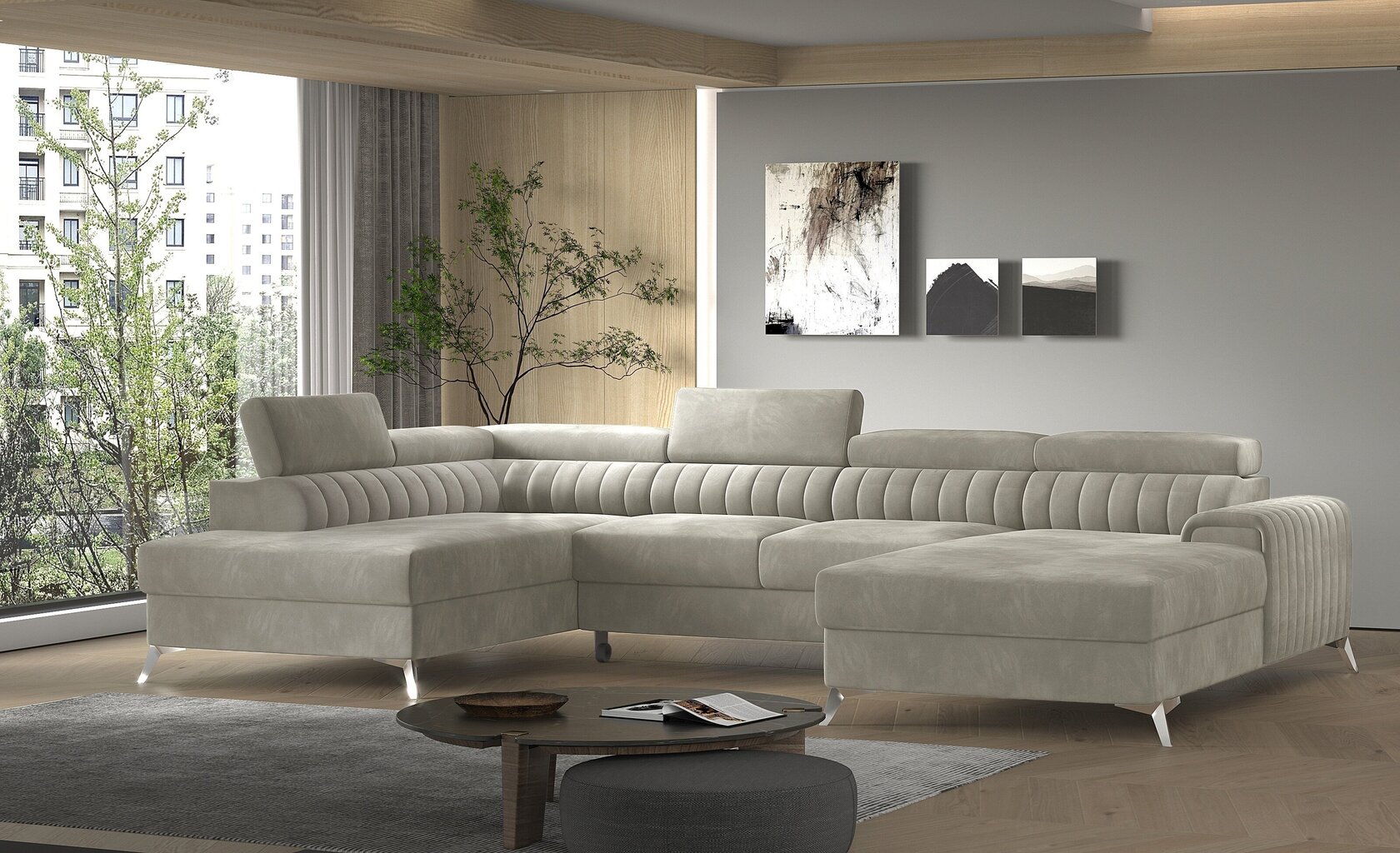 Stūra dīvāns NORE Lacante Sola 18, pelēks cena un informācija | Stūra dīvāni | 220.lv