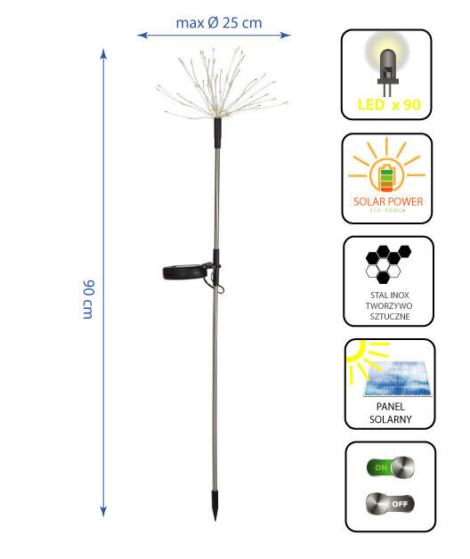 Dārza lampa Saska Garden Fireworks, 80 cm cena un informācija | Āra apgaismojums | 220.lv