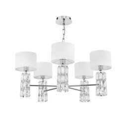 Griestu lampa Maytoni Modern kolekcija hroma krāsā ar baltiem abažūriem 5xE14 DIA008PL-05CH cena un informācija | Piekaramās lampas | 220.lv
