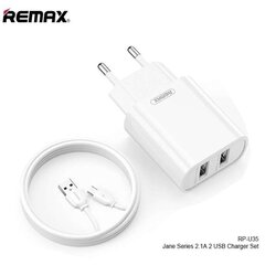 Комплект зарядного устройства и кабеля Remax Jane Series 2.1A Dual USB Charger Set RP-U35 USB - Micro-USB цена и информация | Зарядные устройства для телефонов | 220.lv