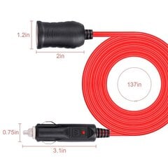 Automašīnas rozetes pagarinājums Powermax - 3,6M - 12V / 24V 180W cena un informācija | Auto 12V el. piederumi | 220.lv