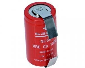 Аккумулятор VRE CS Saft 1800 mAh NiCd 1.2V с контактами цена | 220.lv