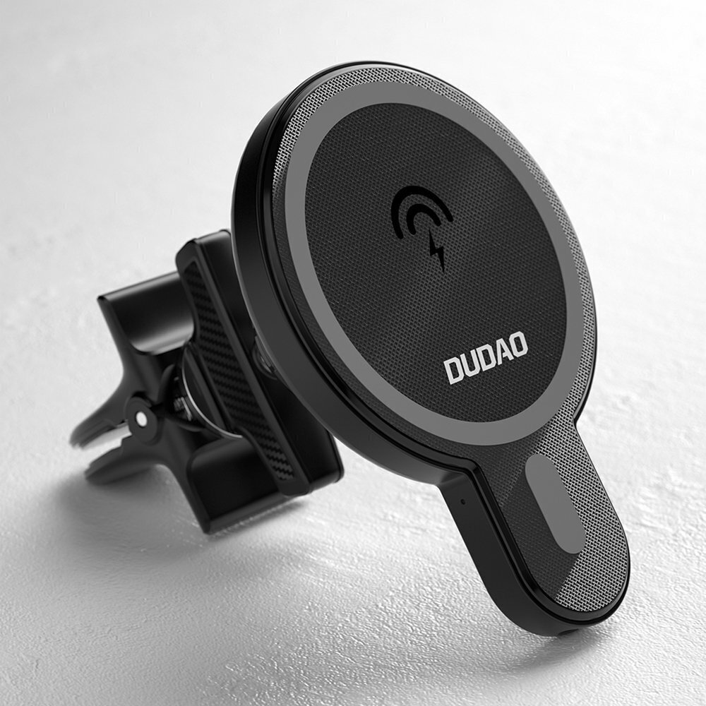 Dudao magnetic car phone holder wireless Qi charger 15 W (MagSafe compatible for iPhone) black (F13) цена и информация | Lādētāji un adapteri | 220.lv