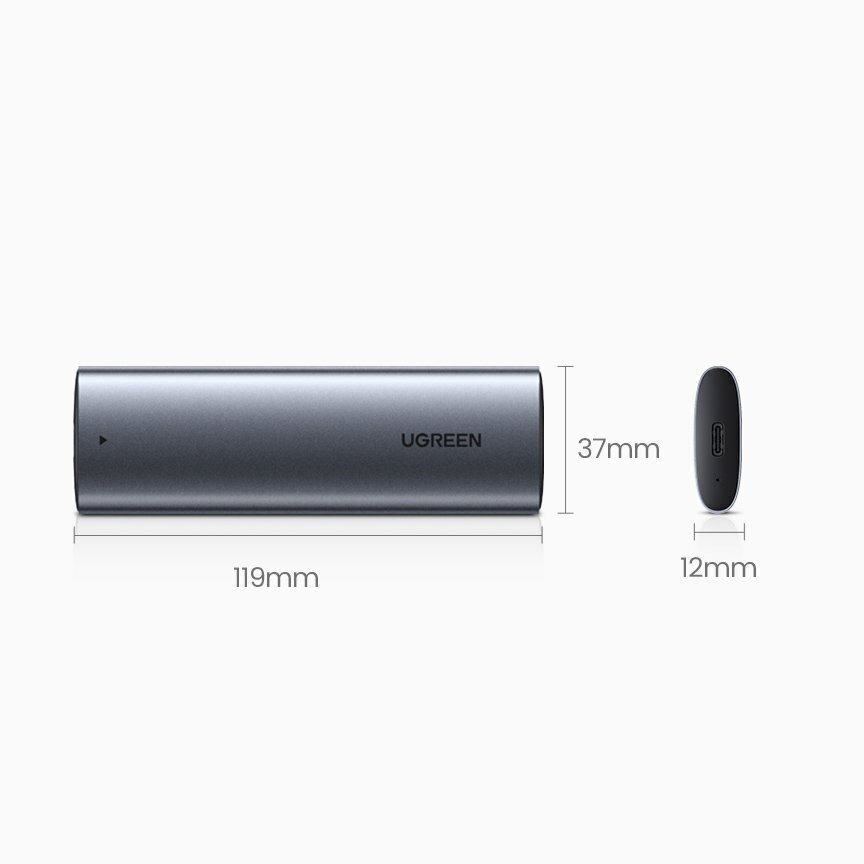 Ugreen external SSD drive M.2 housing case USB 3.2 Gen 2 (SuperSpeed USB 10 Gbps) + cable USB Type C 0,5m grey(CM400 10902) цена и информация | Savienotājkabeļi | 220.lv