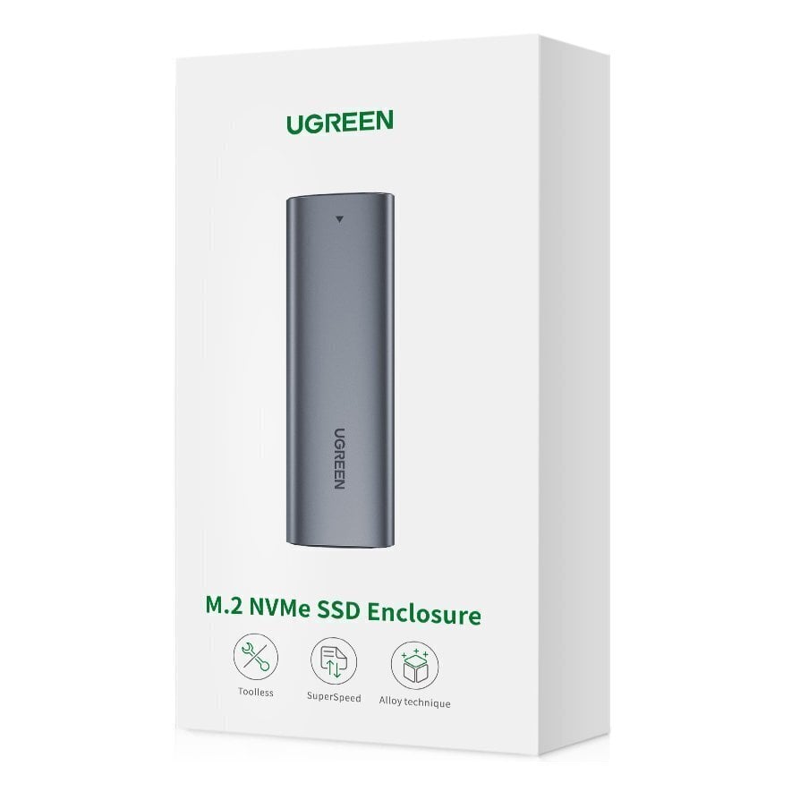 Ugreen external SSD drive M.2 housing case USB 3.2 Gen 2 (SuperSpeed USB 10 Gbps) + cable USB Type C 0,5m grey(CM400 10902) цена и информация | Savienotājkabeļi | 220.lv