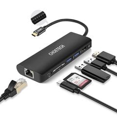 Адаптер-концентратор для док-станции Choetech USB Typ C 6в1 100Вт PD, черный (HUB-M05) цена и информация | Кабели для телефонов | 220.lv