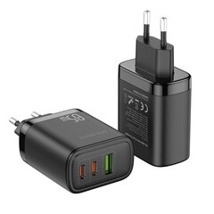 Сетевая зарядка Dux Ducis C110 2xPD + Quick Charge 3.0 черная цена и информация | Зарядные устройства для телефонов | 220.lv