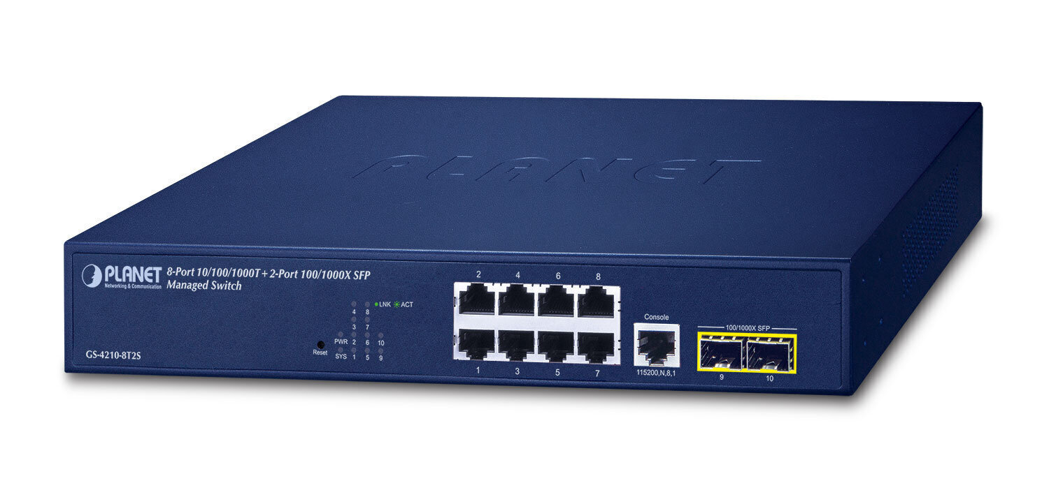 PLANET 10/100/1000T + 2-Port Managed L2/L4 Gigabit Ethernet (10/100/1000) 1U Blue cena un informācija | Komutatori (Switch) | 220.lv