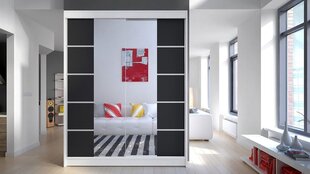 Skapis Belgija V-balts / melns + spogulis cena un informācija | Skapji | 220.lv
