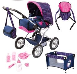 Коляска для куклы Dolls pram Combi Grande blue 15054AB/3 цена и информация | Игрушки для девочек | 220.lv