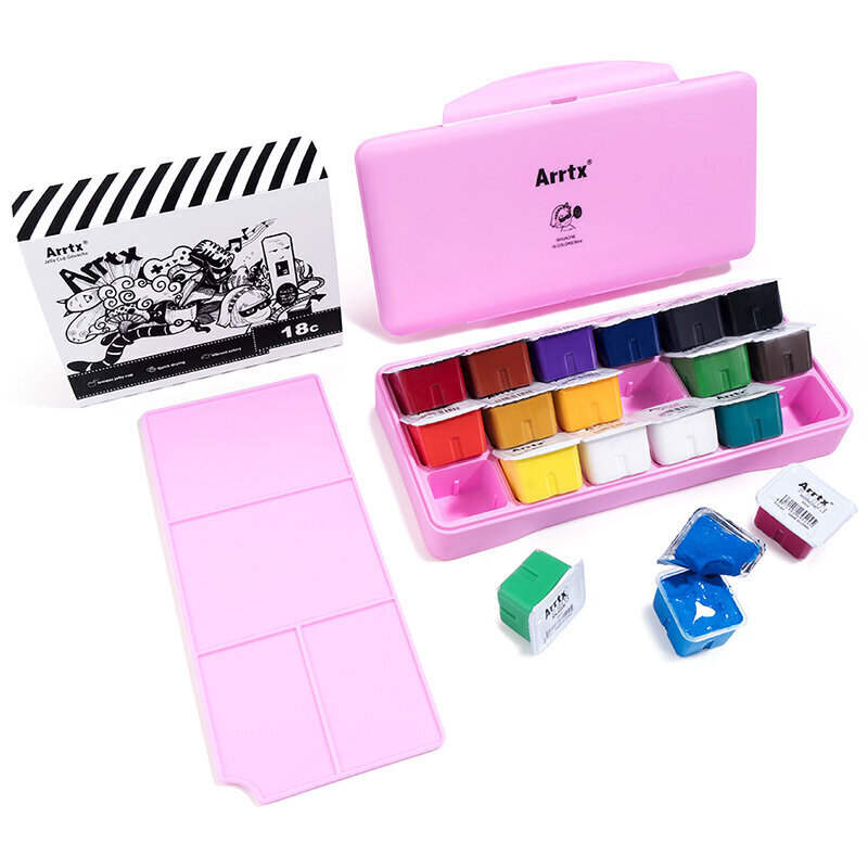 Profesionāla guaša ARRTX, 18x30 ml krāsu, rozā kastīte цена и информация | Modelēšanas un zīmēšanas piederumi | 220.lv