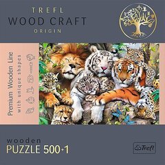 Koka puzle Trefl „Džungļu kaķi“, 500+1 detaļas cena un informācija | Puzles, 3D puzles | 220.lv
