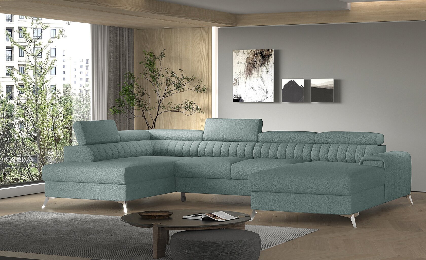Stūra dīvāns NORE Lacante Savoi 100, zaļš cena un informācija | Stūra dīvāni | 220.lv