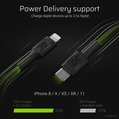 Green Cell KABGC07 USB-C - Lightning (ST-ST), 1 м цена и информация | Кабели для телефонов | 220.lv