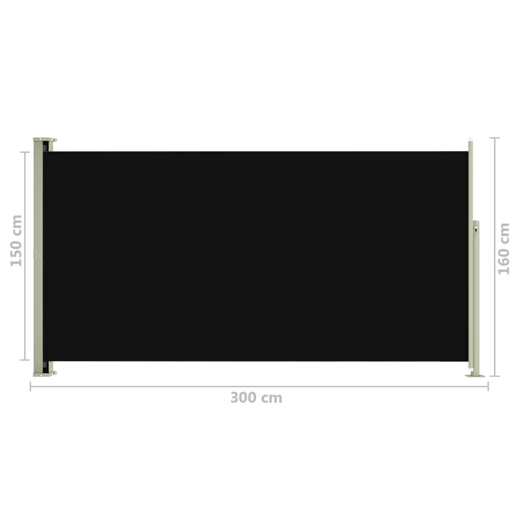 vidaXL izvelkama sānu markīze, 160x300 cm, melna cena un informācija | Saulessargi, markīzes un statīvi | 220.lv
