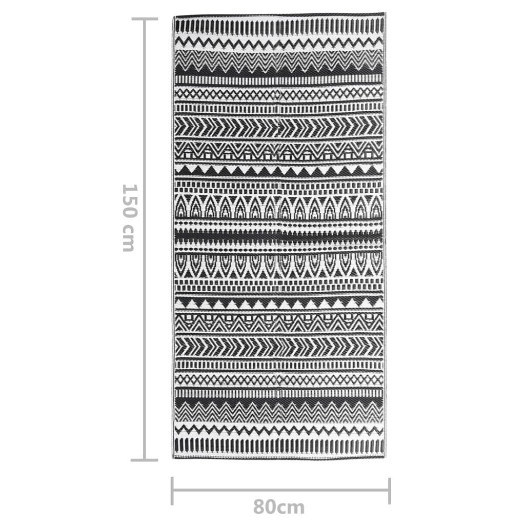 vidaXL āra paklājs, melns, 80x150 cm, PP cena un informācija | Paklāji | 220.lv