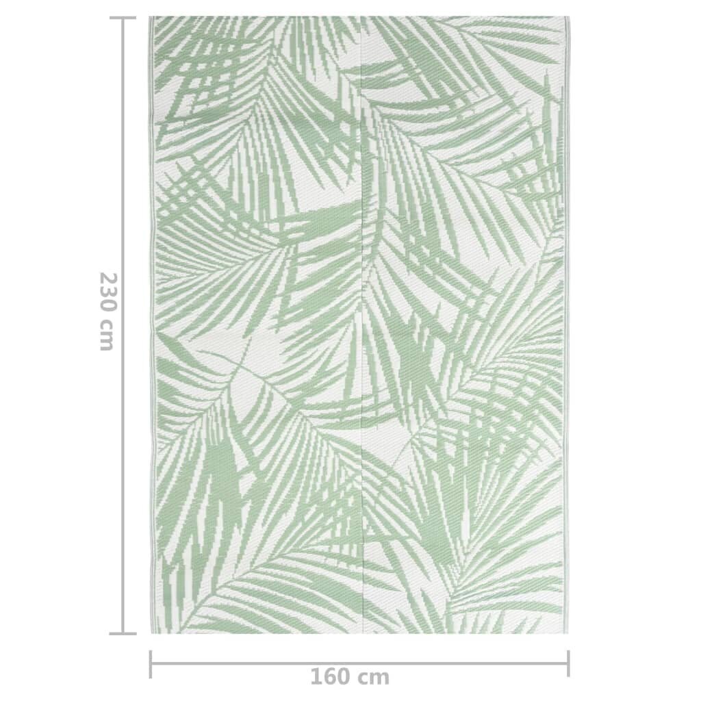 vidaXL āra paklājs, zaļš, 160x230 cm, PP cena un informācija | Paklāji | 220.lv
