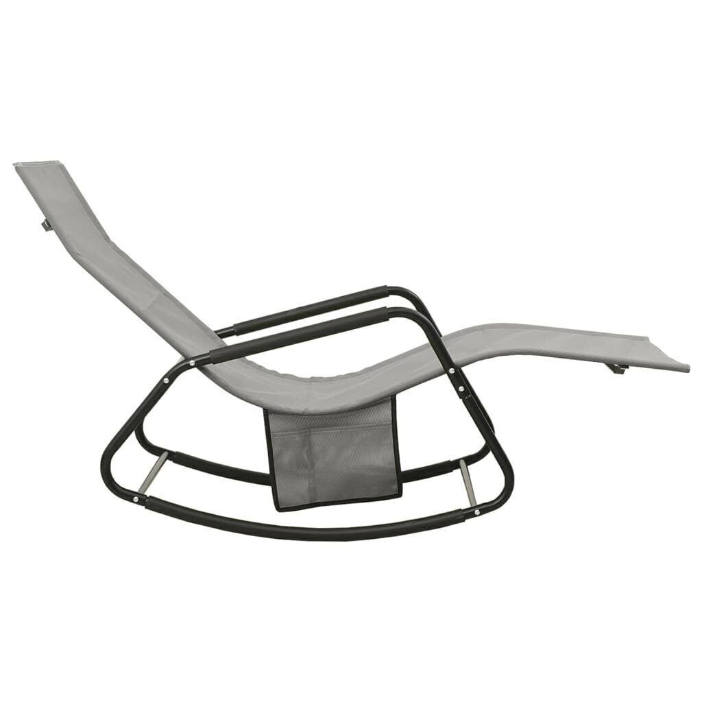 vidaXL sauļošanās zvilnis, tērauds un pelēks tekstilēns cena un informācija | Sauļošanās krēsli | 220.lv
