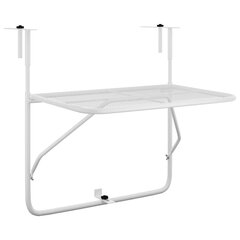 vidaXL balkona galdiņš, balts, 60x40 cm, tērauds cena un informācija | Dārza galdi | 220.lv