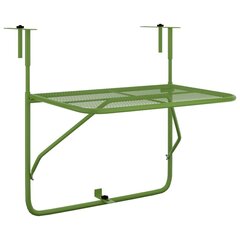 vidaXL balkona galdiņš, zaļš, 60x40 cm, tērauds cena un informācija | Dārza galdi | 220.lv