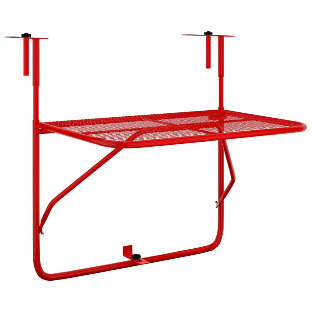vidaXL balkona galdiņš, sarkans, 60x40 cm, tērauds cena un informācija | Dārza galdi | 220.lv