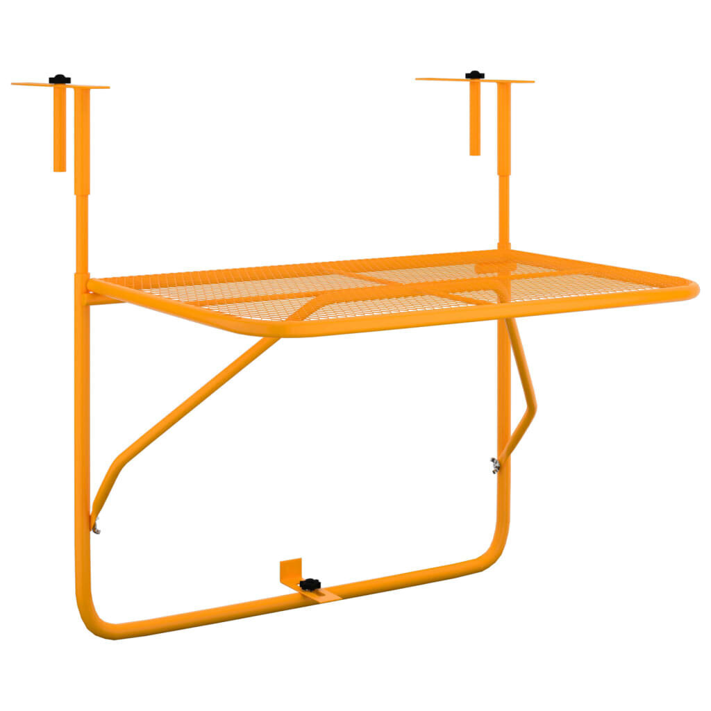 vidaXL balkona galdiņš, dzeltens, 60x40 cm, tērauds cena un informācija | Dārza galdi | 220.lv