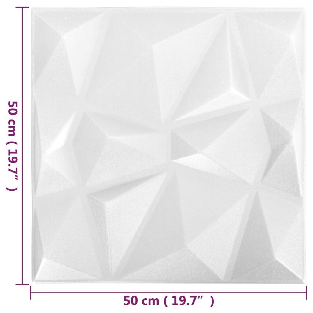 vidaXL 3D sienas paneļi, 48 gab., 50x50 cm, balti dimanti, 12 m² цена и информация | Griestu, sienu dekoru elementi | 220.lv