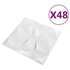 vidaXL 3D sienas paneļi, 48 gab., 50x50 cm, balti dimanti, 12 m² cena un informācija | Griestu, sienu dekoru elementi | 220.lv