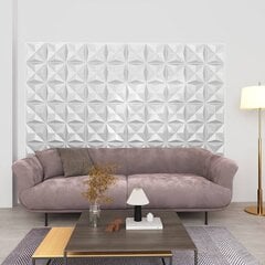 vidaXL 3D sienas paneļi, 24 gab., 50x50 cm, balts origami, 6 m² цена и информация | Элементы декора для стен, потолка | 220.lv