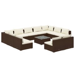 Садовый комплект мебели с подушками, 12 частей, коричневый цена и информация | Комплекты уличной мебели | 220.lv
