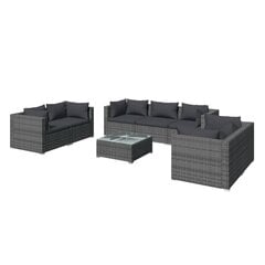 Комплект уличной диванной мебели, 17 частей, искусственный ротанг, серый цена и информация | Комплекты уличной мебели | 220.lv