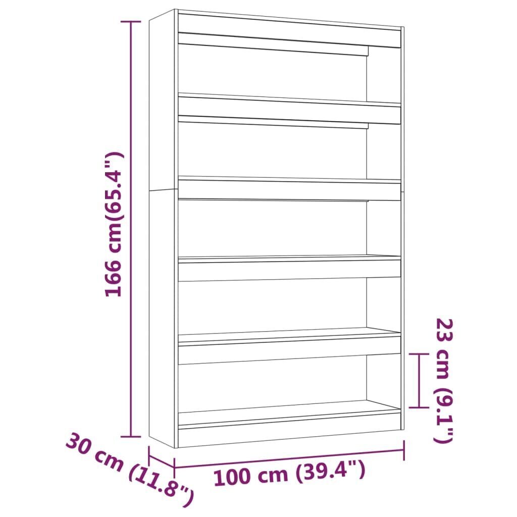 vidaXL grāmatu plaukts, aizslietnis, balts, 100x30x166 cm cena un informācija | Plaukti | 220.lv