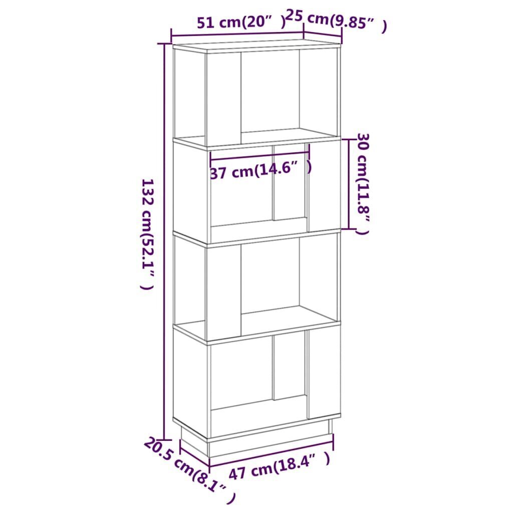 vidaXL grāmatu plaukts, medus brūns, 51x25x132 cm, priedes masīvkoks цена и информация | Plaukti | 220.lv