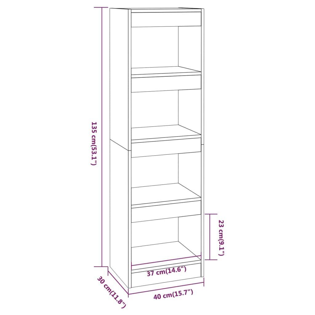 vidaXL grāmatu plaukts, aizslietnis, melns, 40x30x135 cm cena un informācija | Plaukti | 220.lv