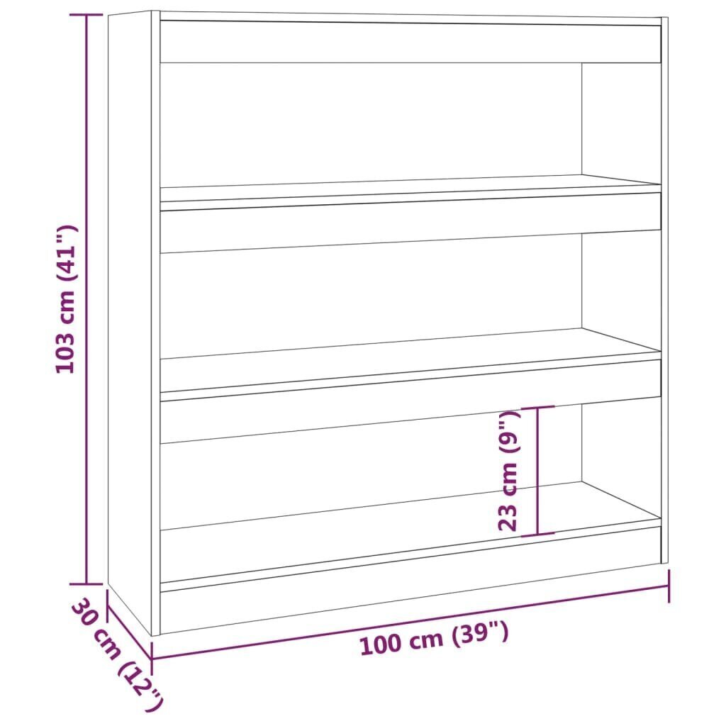 vidaXL grāmatu plaukts, aizslietnis, ozolkoka krāsa, 100x30x103 cm cena un informācija | Plaukti | 220.lv