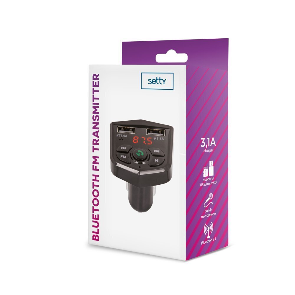 Setty TFM-03 FM Bluetooth Transmitter Auto Radio / MP3 / 2 x USB / Melns цена и информация | FM Modulatori | 220.lv