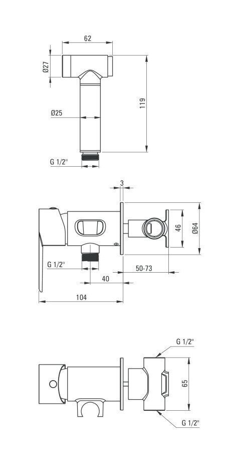 Deante bidē duša Agawa BQG 034M, hroms цена и информация | Jaucējkrāni | 220.lv