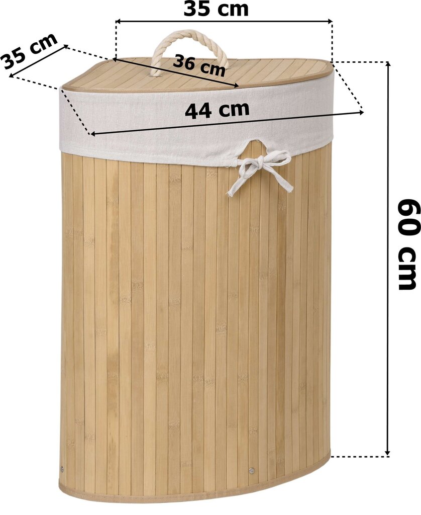 Bambusa veļas grozs 60l dabīgā koka krāsā cena un informācija | Vannas istabas aksesuāri | 220.lv