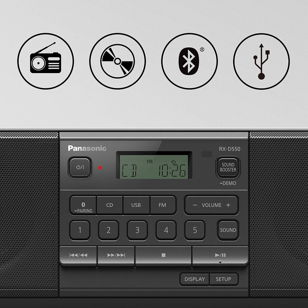Mūzikas centrs Panasonic radijas su CD, Bluetooth® ir USB. RX-D550E-K cena  | 220.lv