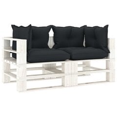 vidaXL divvietīgs dārza palešu dīvāns ar antracītpelēkiem matračiem cena un informācija | Dārza krēsli | 220.lv