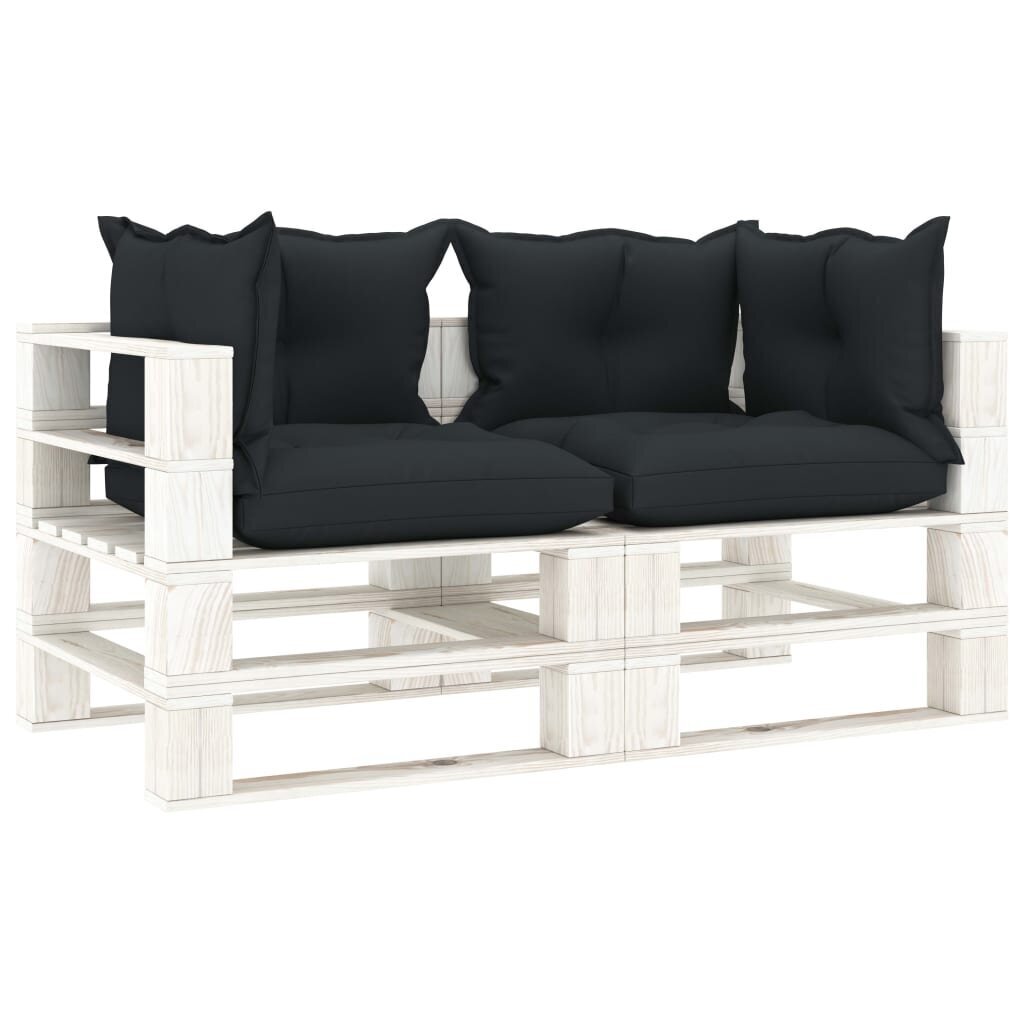 vidaXL divvietīgs dārza palešu dīvāns ar antracītpelēkiem matračiem цена и информация | Dārza krēsli | 220.lv