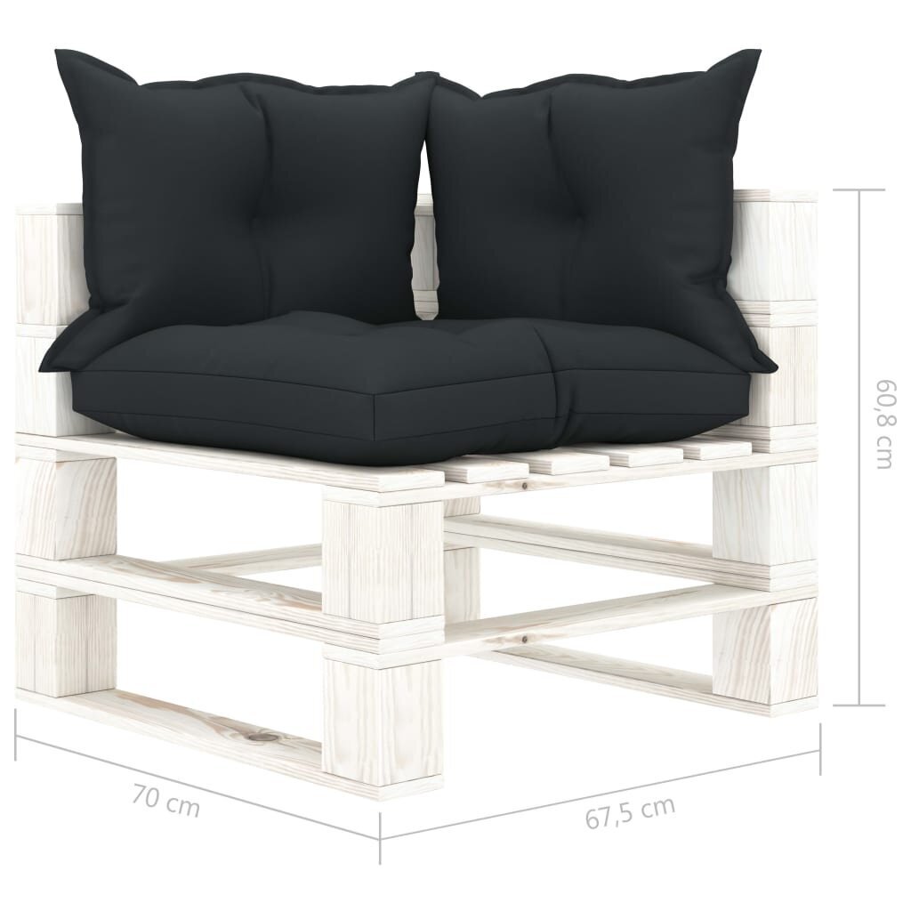 vidaXL divvietīgs dārza palešu dīvāns ar antracītpelēkiem matračiem cena un informācija | Dārza krēsli | 220.lv